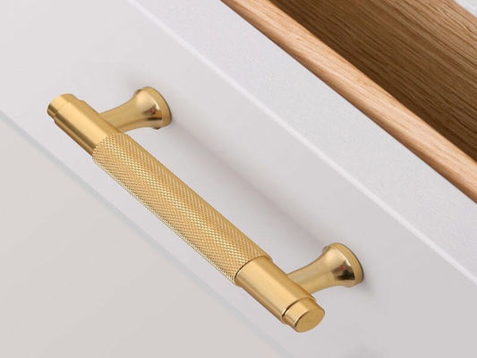 Sweden Stylish  kitchen cabin pulls and handles Knurled Handle Brushed Brass  Aluminum Door pulls